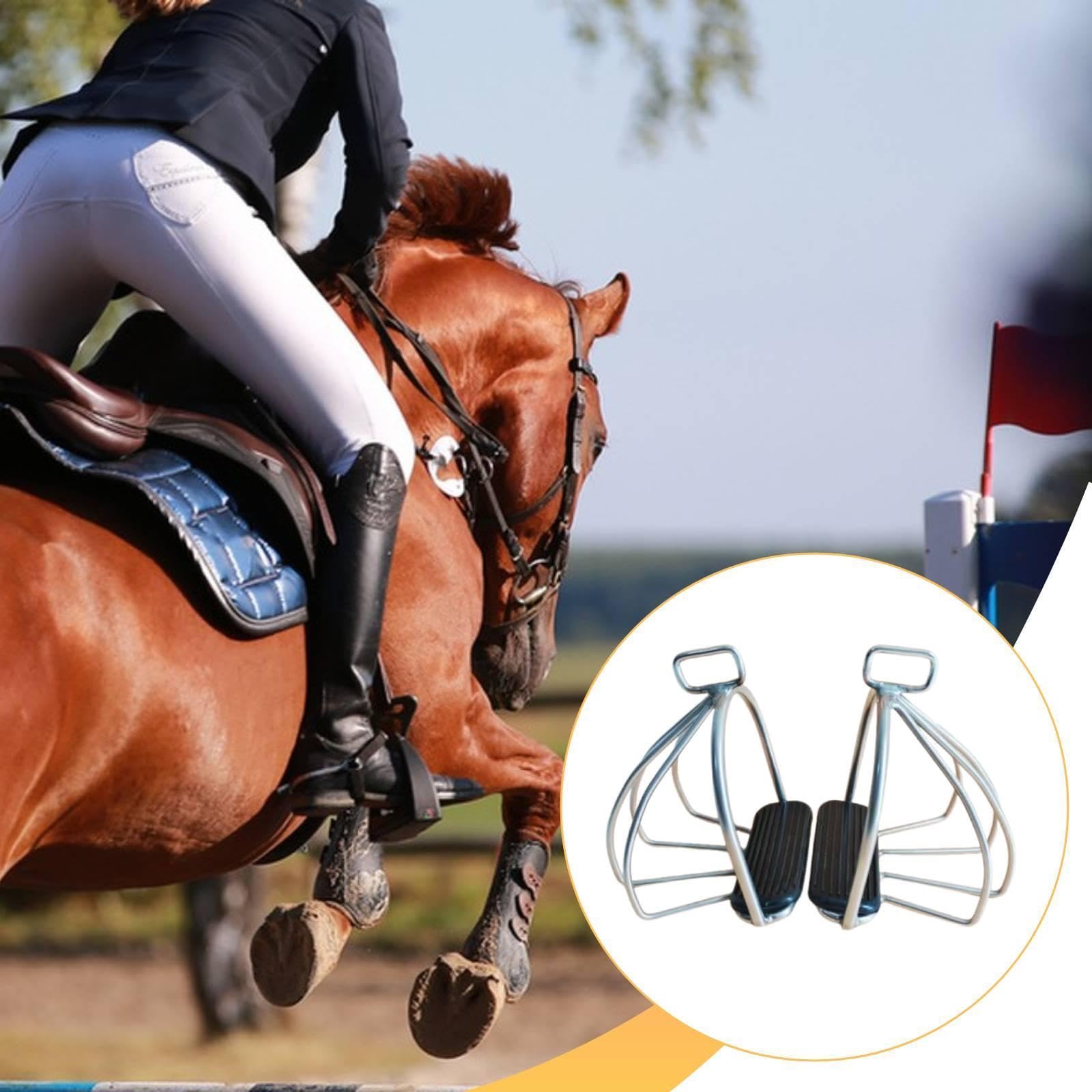 Almencla 2 Piezas Estribo Ecuestre Accesorio Montar Caballos Goma Ergonómica Acero Inoxidable para Disfrutan Entrenamiento Exterior