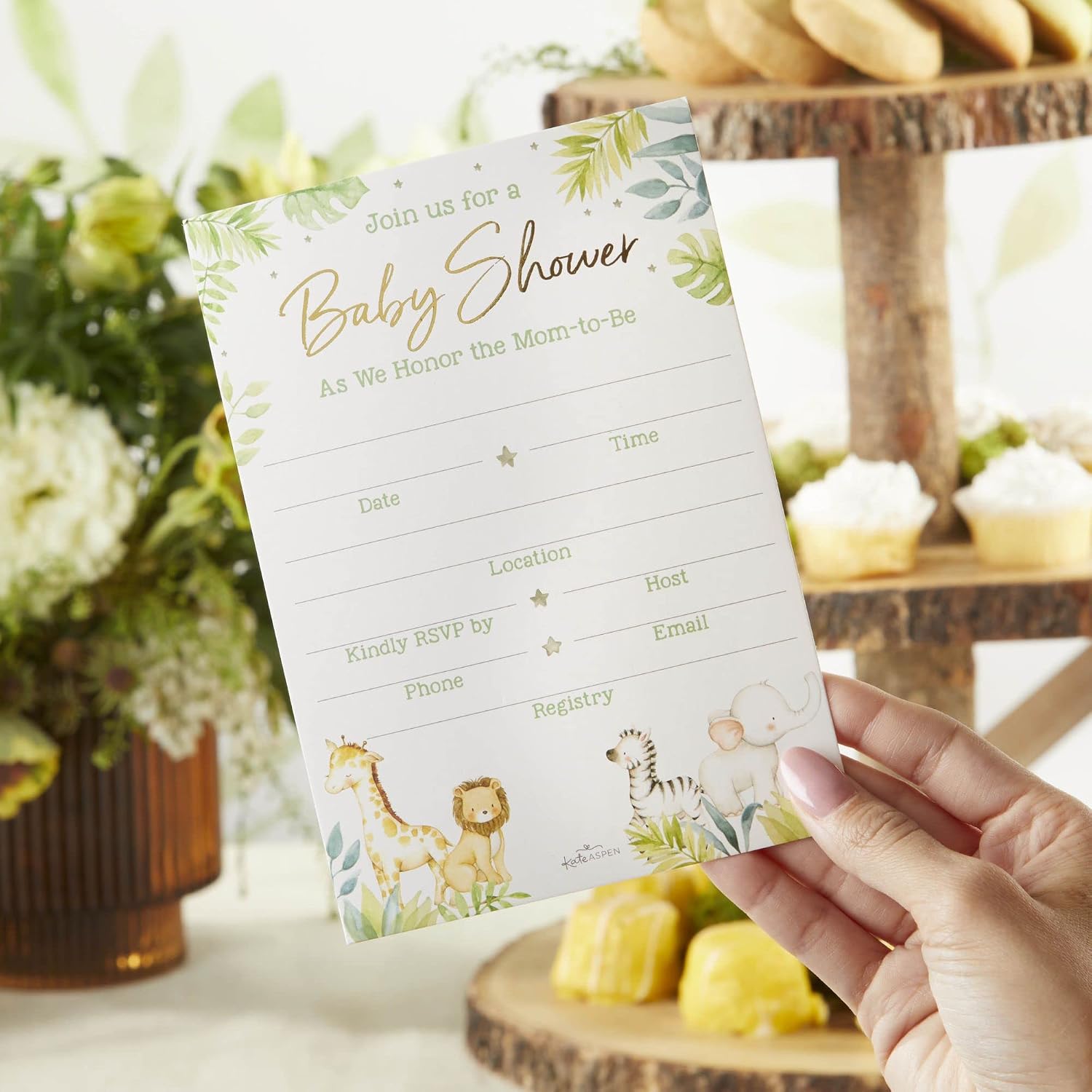 Kate Aspen Safari Baby Shower Invitation & Thank You Card Bundle (Set of 20) - Also Great For Birthdays (Pack of 2)