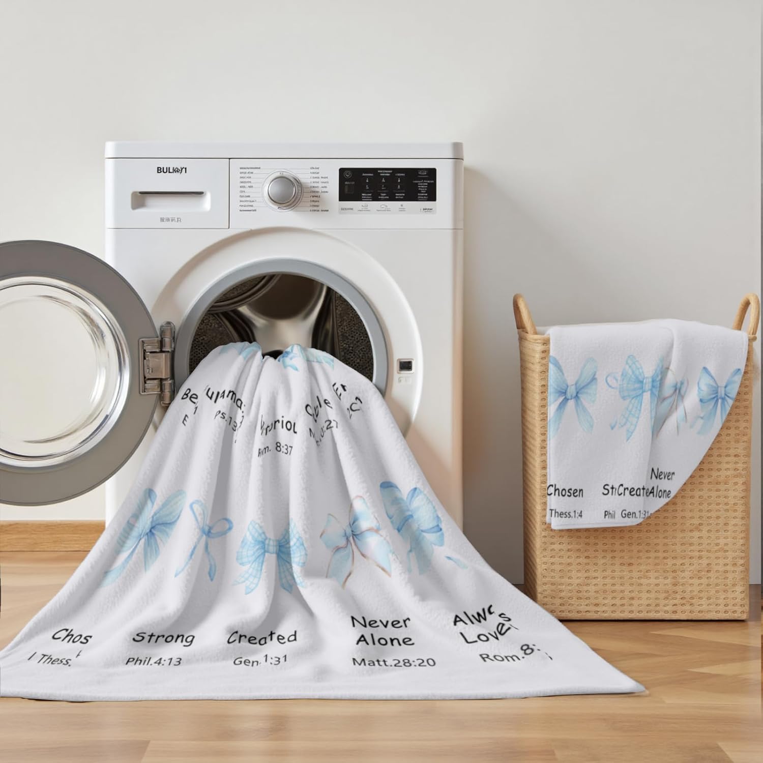 Christian Blanket Blue Bow Decor Religious Gifts for Women Mom Sister Birthday Inspirational Scripture Throw Blankets Baptism Gifts for Girl Christmas Home Decorations 50" x 60" - Image 8