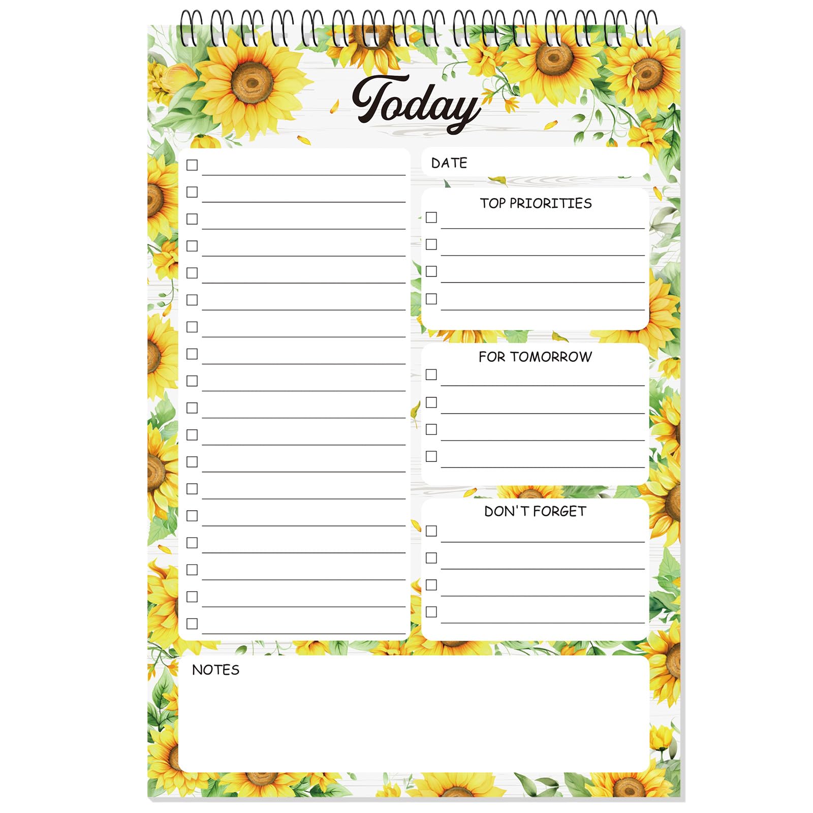 Gueevin Sunflower Notebook to Do List Notepad Gifts for Women Sunflower Lovers Christmas 8.7 x 6 Inch 50 Sheets Spiral Planner Reminder for Desk Accessories Office Supplies — image 1