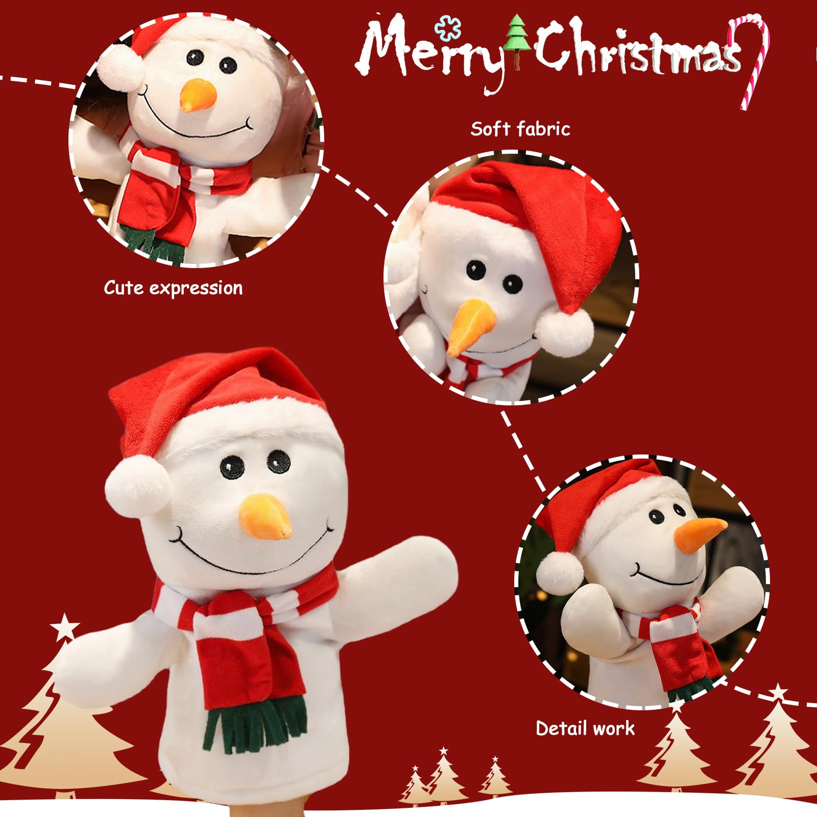 Marioneta De Mano De Navidad,Biluer 1PCS Dibujos Animados Papá Noel Marioneta de Mano 30CM Marioneta de Peluche de Navidad Niños Adecuado para Contar Historias y Juegos de rol