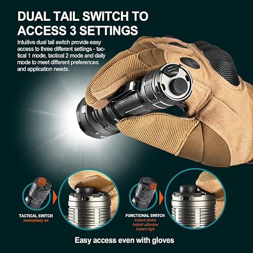 Miniatura 4 de ACEBEAM Defender P17 Linterna táctica Interruptor de doble cola 4900lm 1,460.0 ft largo alcance activación instantánea y estroboscópica IP68