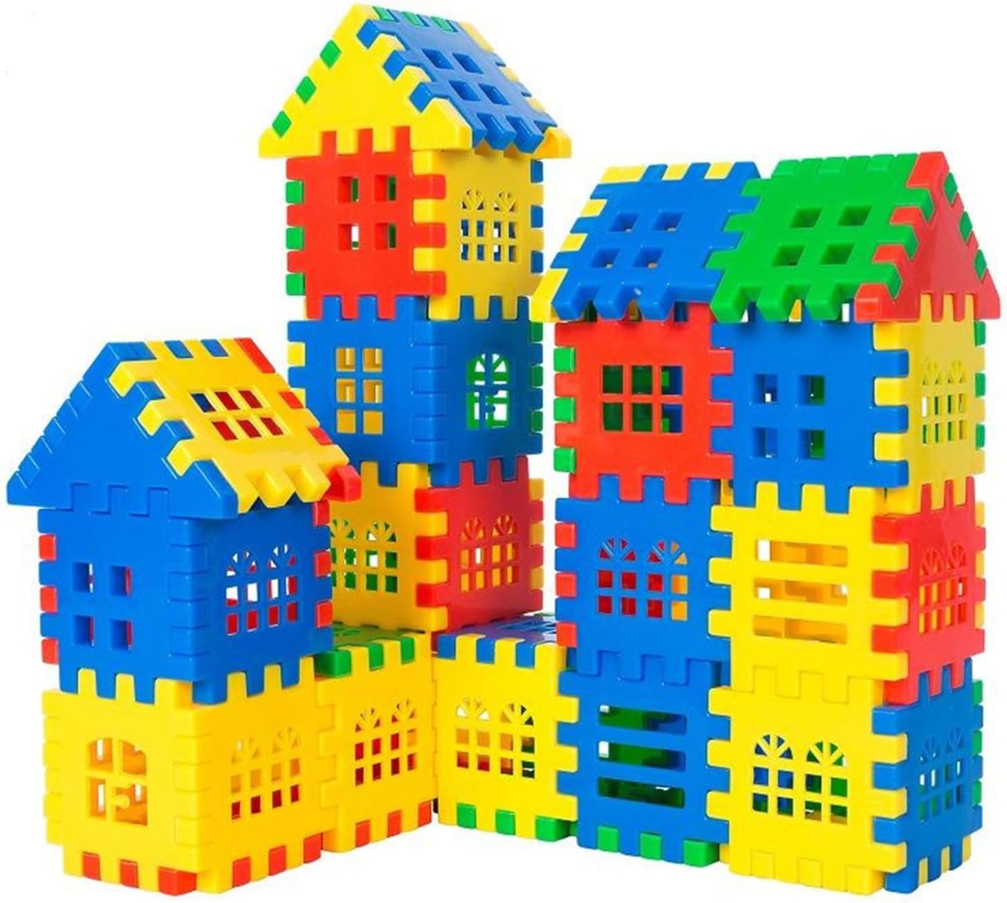 Kongou Interlocking Blocks for Kids - Fun Waffle Blocks Stacking Building Toy - Interlocking Colorful Stem Toys, Portable Creative Toys for Home, Car, Indoor