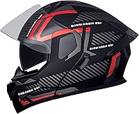 Vista 1 de Cascos de motocicleta modulares de cara completa, Casco de motocicleta de cara completa con certificación DOT, con visor abatible dual, para Rojo