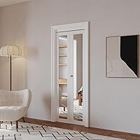 Vista 3 de Puertas plegables, puerta de espejo de 30 x 80 pulgadas con perilla y kit de herramientas, puerta interior plegable para despensa/armario, paneles