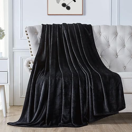 Miniatura 8 de Walensee Manta de Vellón Suave Manta Mullida Ligera (Tamaño Individual XL 66x90 Pulgadas Negro) Mantas de Franela de Microfibra Súper Suaves para