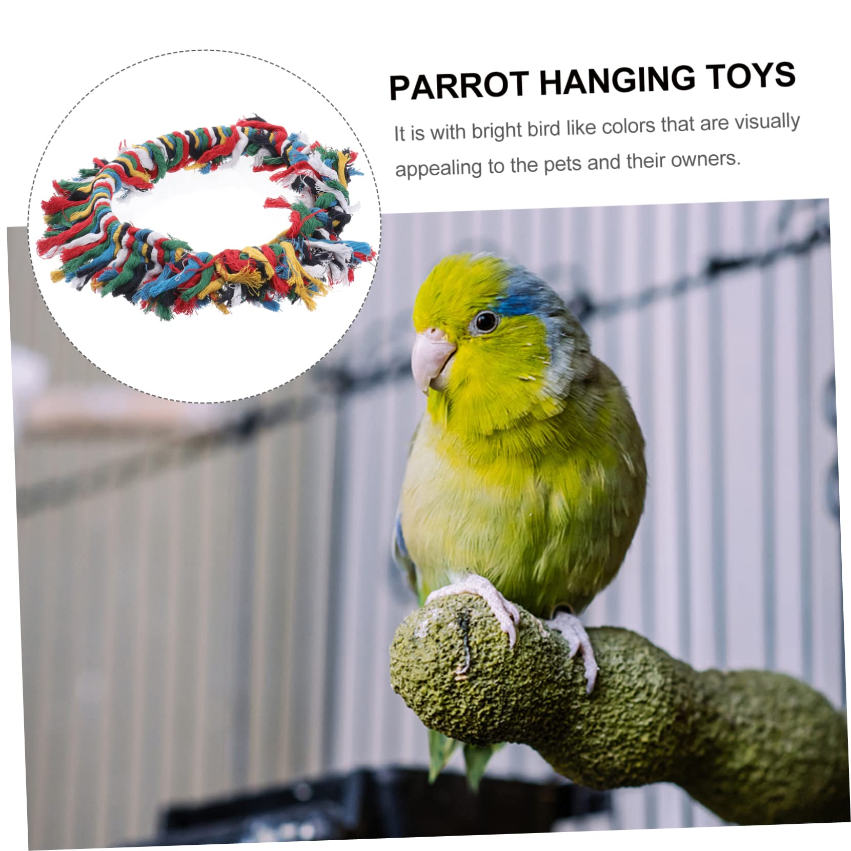 Sosoport 2pezzi Giocattolo Per Pappagalli Cotone Anello Snuggle Colorato Per Uccelli Accessorio Per Arrampicarsi e Preening Gioco Divertente Per Pappagalli Africani e Cockatoos Colori