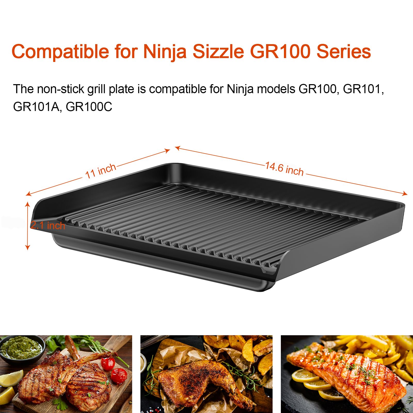 Piastra di ricambio per Ninja Sizzle GR101,Accessori per Ninja Sizzle Indoor Grill & Piastra,Parti di ricambio per piastra grill