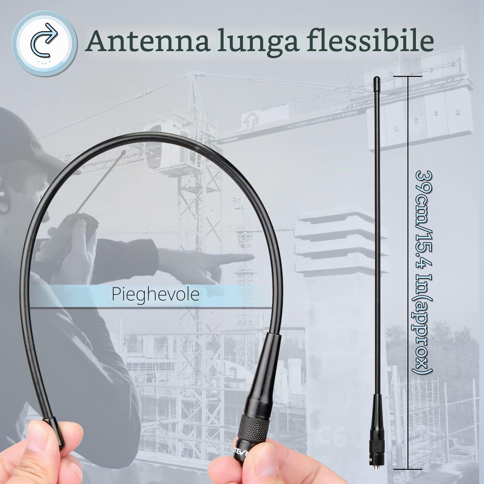 Retevis RHD771 Antenna Ricetrasmittenti Elite Frusta 38CM SMA-F Doppia Banda 144/430 MHz Compatibile con Baofeng UV-5R