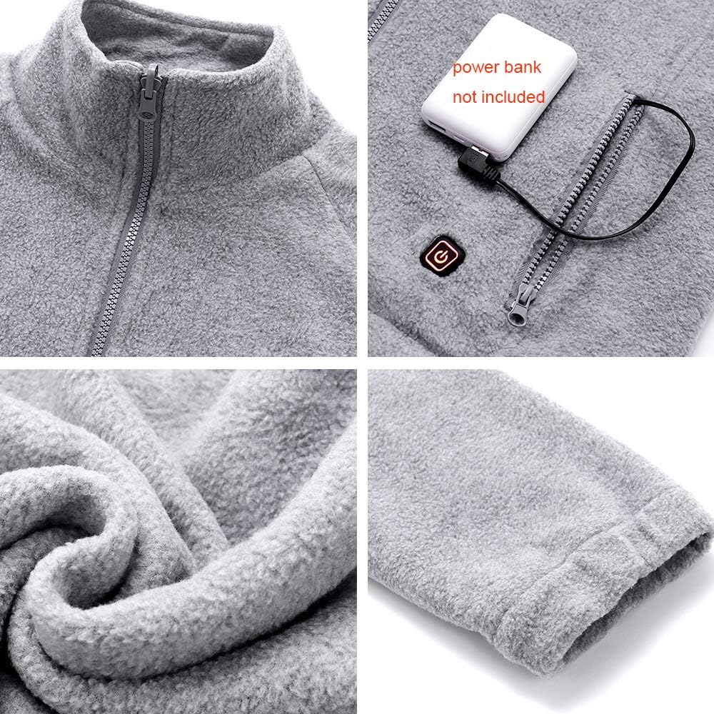 Heated Soft Fleece Jacket for Men Women, USB Smart Electric Fleece Heating Coat