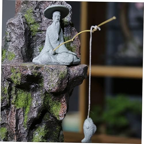 Miniatura 2 de YARNOW 1 juego de estatua de pescador decoraciones asiáticas decoración de pesca accesorios de pesca pescador pecera decoración arena jardín
