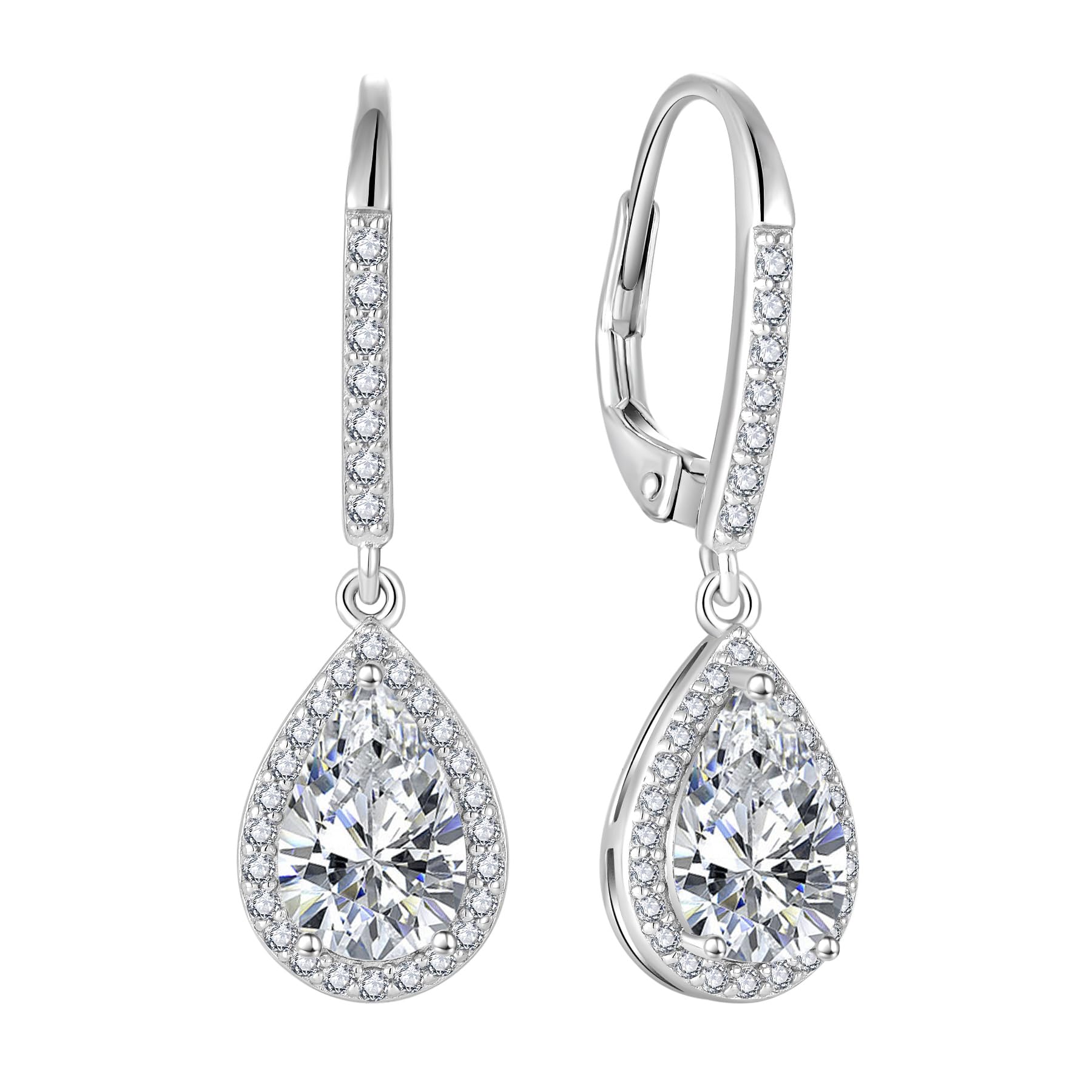 FJ Tropfen Hängend Ohrringe Damen 925 Sterling Silber Geburtsstein Ohrringe Schmuck Geschenke für Frauen Mutter Freundin Mama