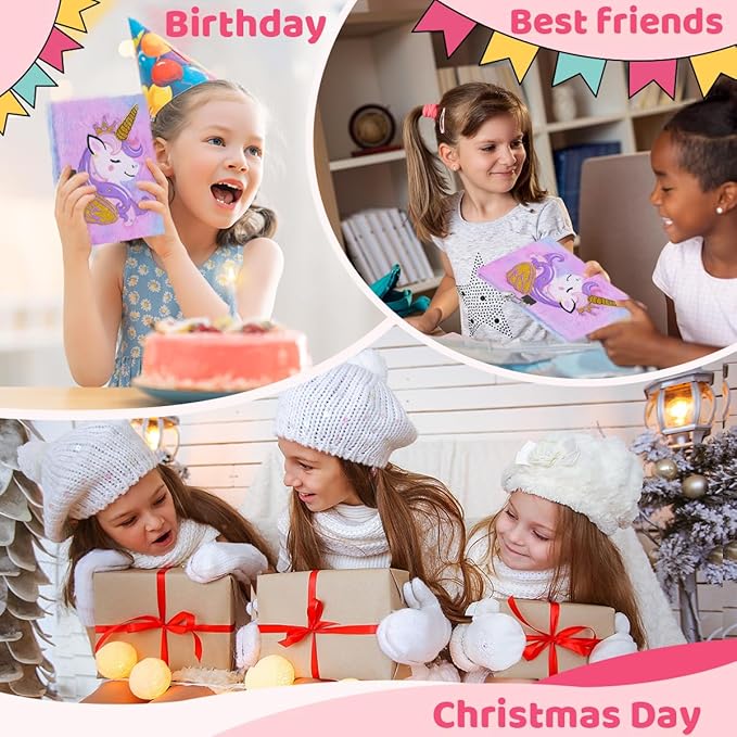 Diario Unicornio con Candado para Niñas, Cuaderno Peluche con Stickers miniatura 7