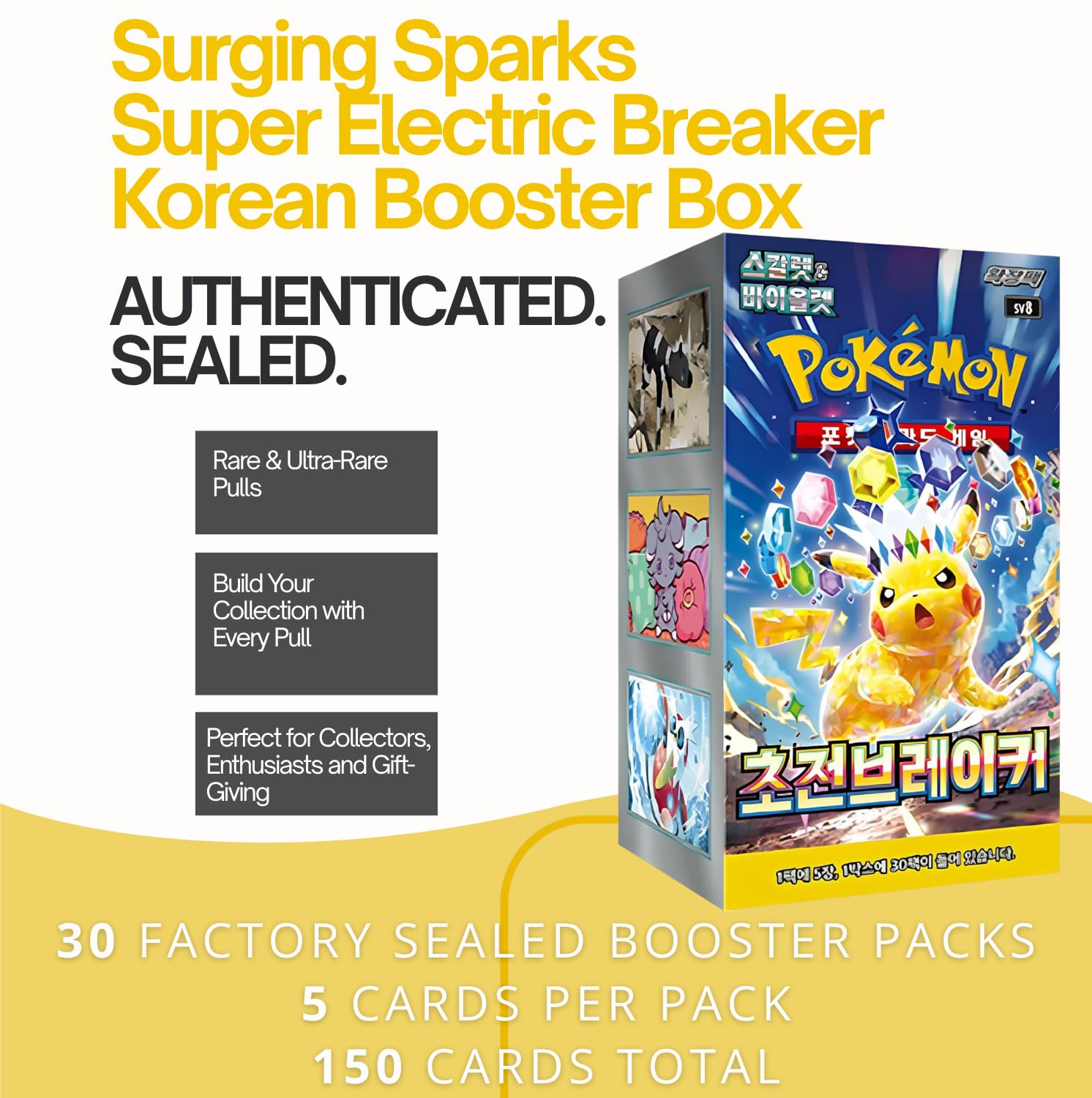 Surging Sparks Super Electric Breaker Korean Booster Box (30 paczek) | Supercharged Breaker | Autentyczne koreańskie karty Pokémon | Seria Scarlet & Violet | Uwierzytelnione Tytanami