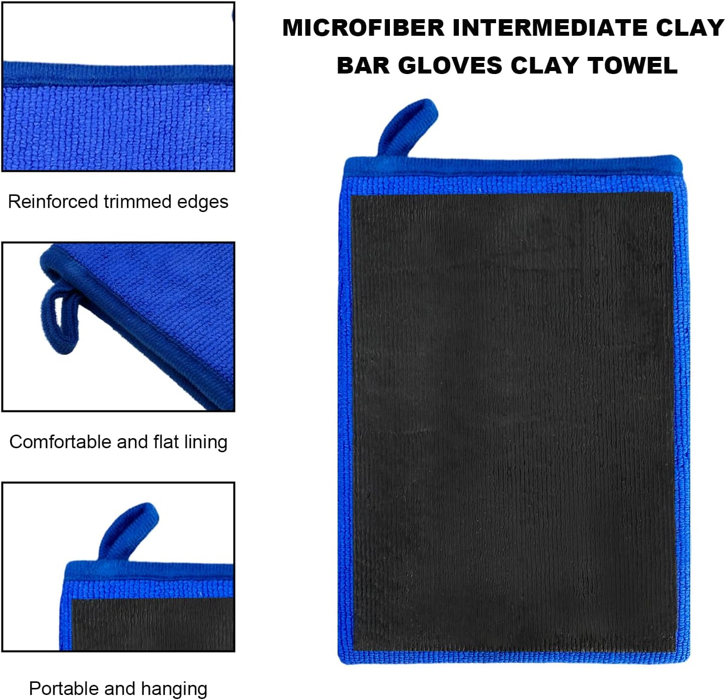 2 PCS Clay Mitts, Microfiber Clay Bar Towel Medium Grade Auto Detailing Gloves, Scratch-Free Surface Prep Mitt Alternative for Car Paint Claying Cleaning & Polishing (Blue)
