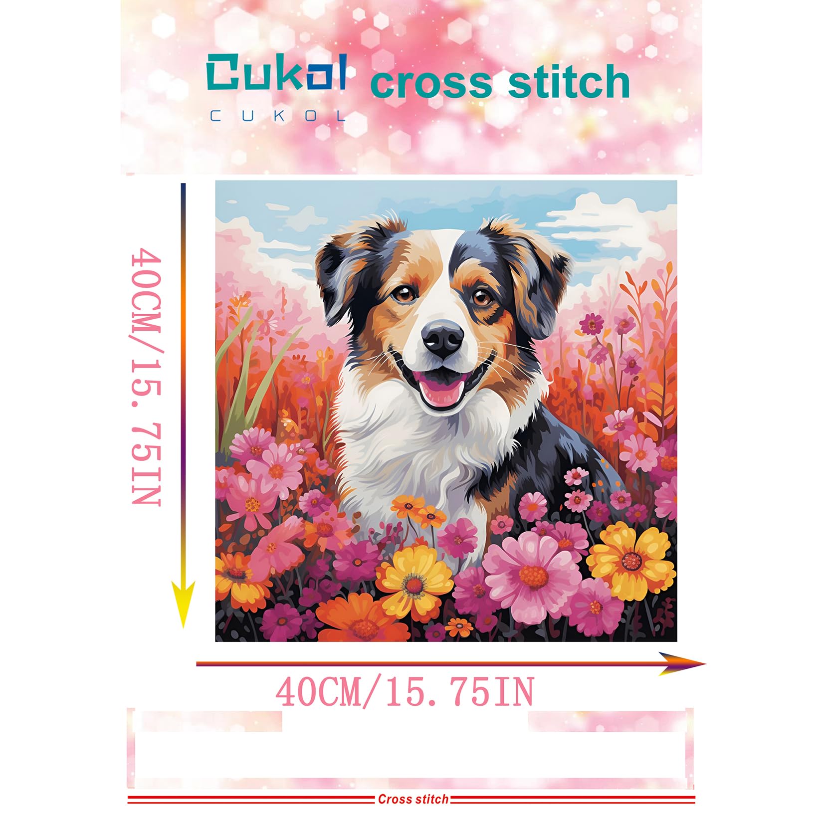 51buyoutgo Dog Cross Stitch Kits, 11 Ct Count Funny Pre Printed Counted Stamped Cross Stitch Embroidery Needlepoint Patterns Kits for Adults Beginners, Animal Easy Advanced Crossstitch Crossstitching