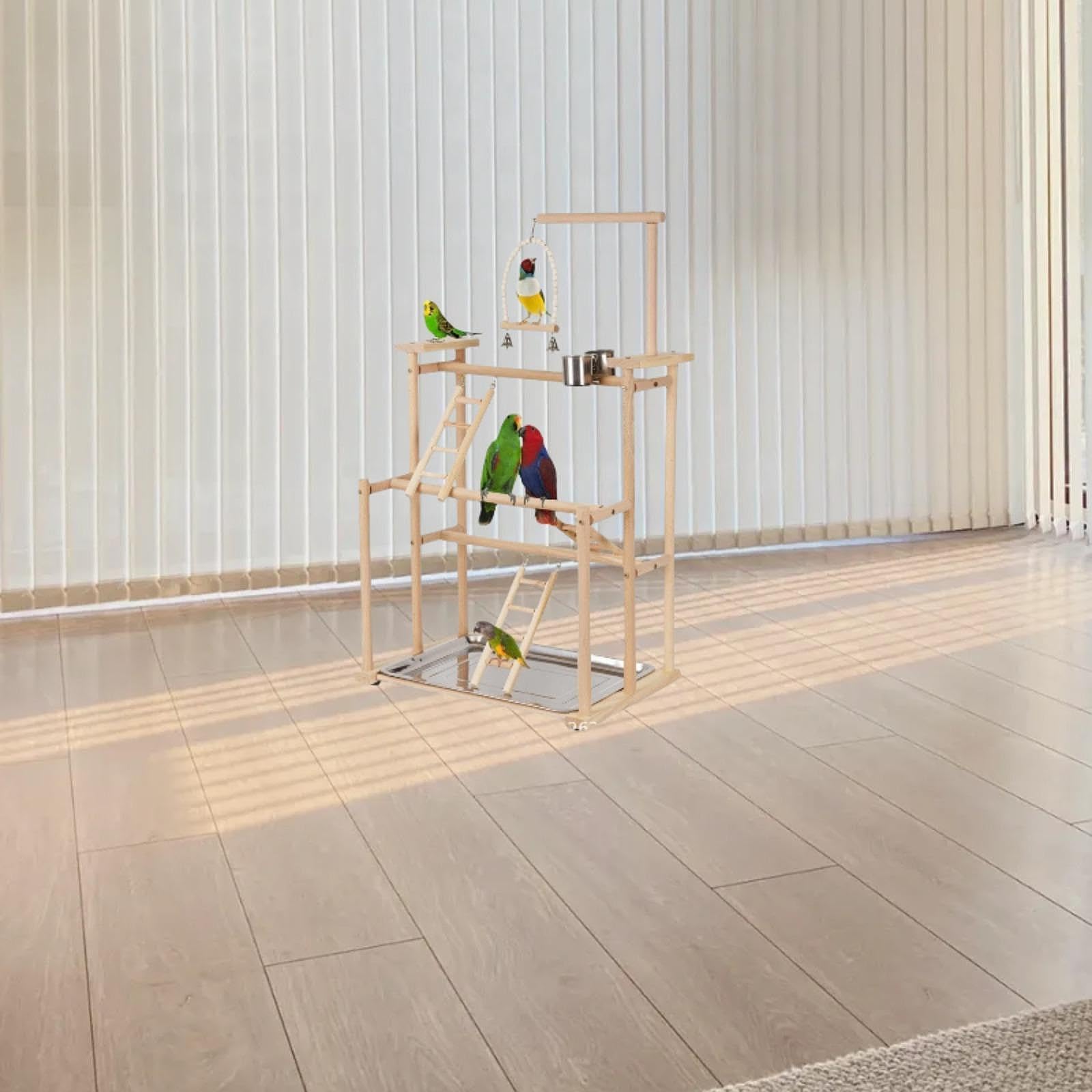 IOIUSKKU Parco giochi multifunzionale per pappagalli con Per scala per coinvolgenti attività ludiche per tutti i piccoli uccelli. Parco giochi per uccelli in