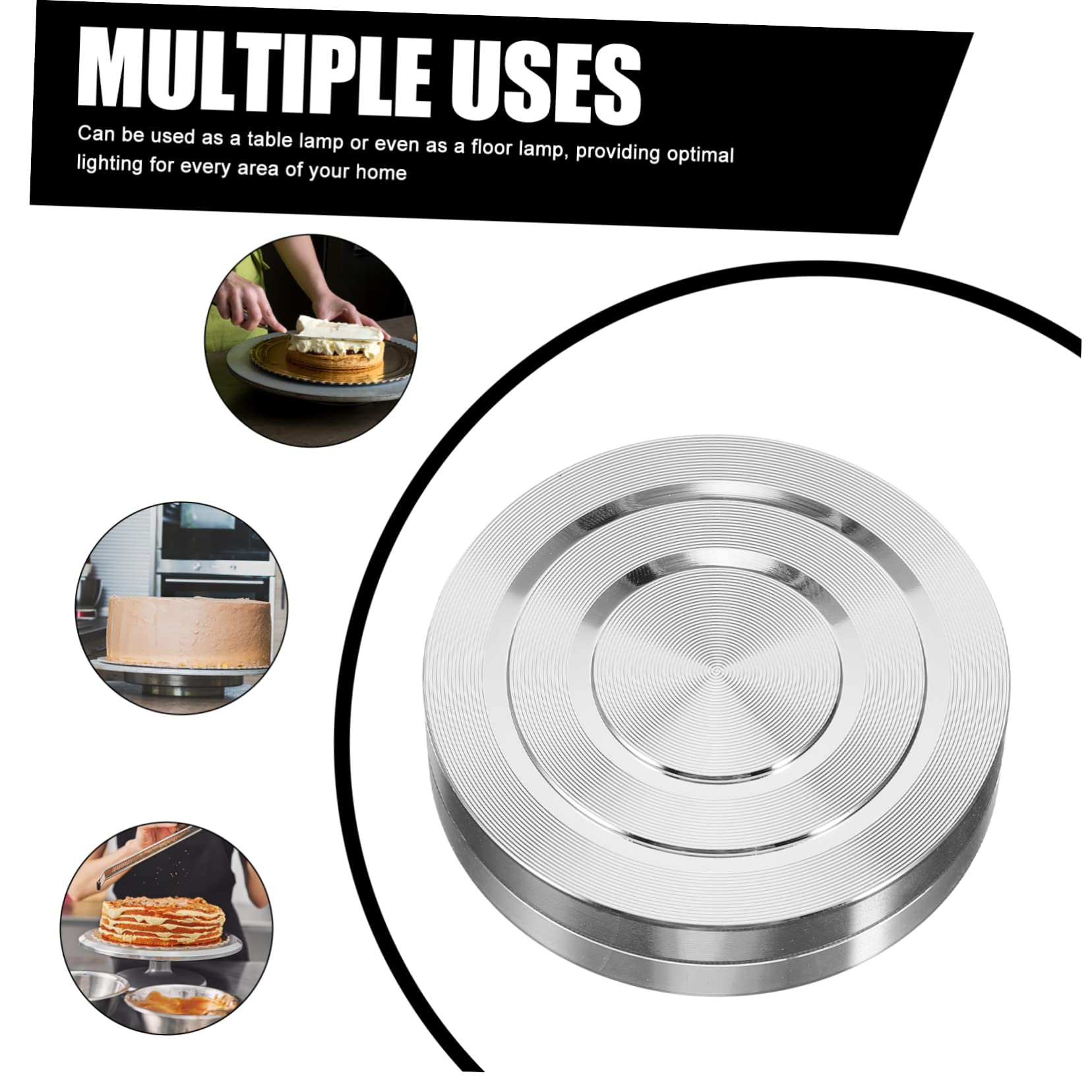 Zerodeko 5piezas Base Giratoria De Aleación De Aluminio Para Bandejas De Pasteles Cojinete De Compacto y Duradero Para Exhibiciones De Alimentos y Productos Diseño Práctico y Funcional