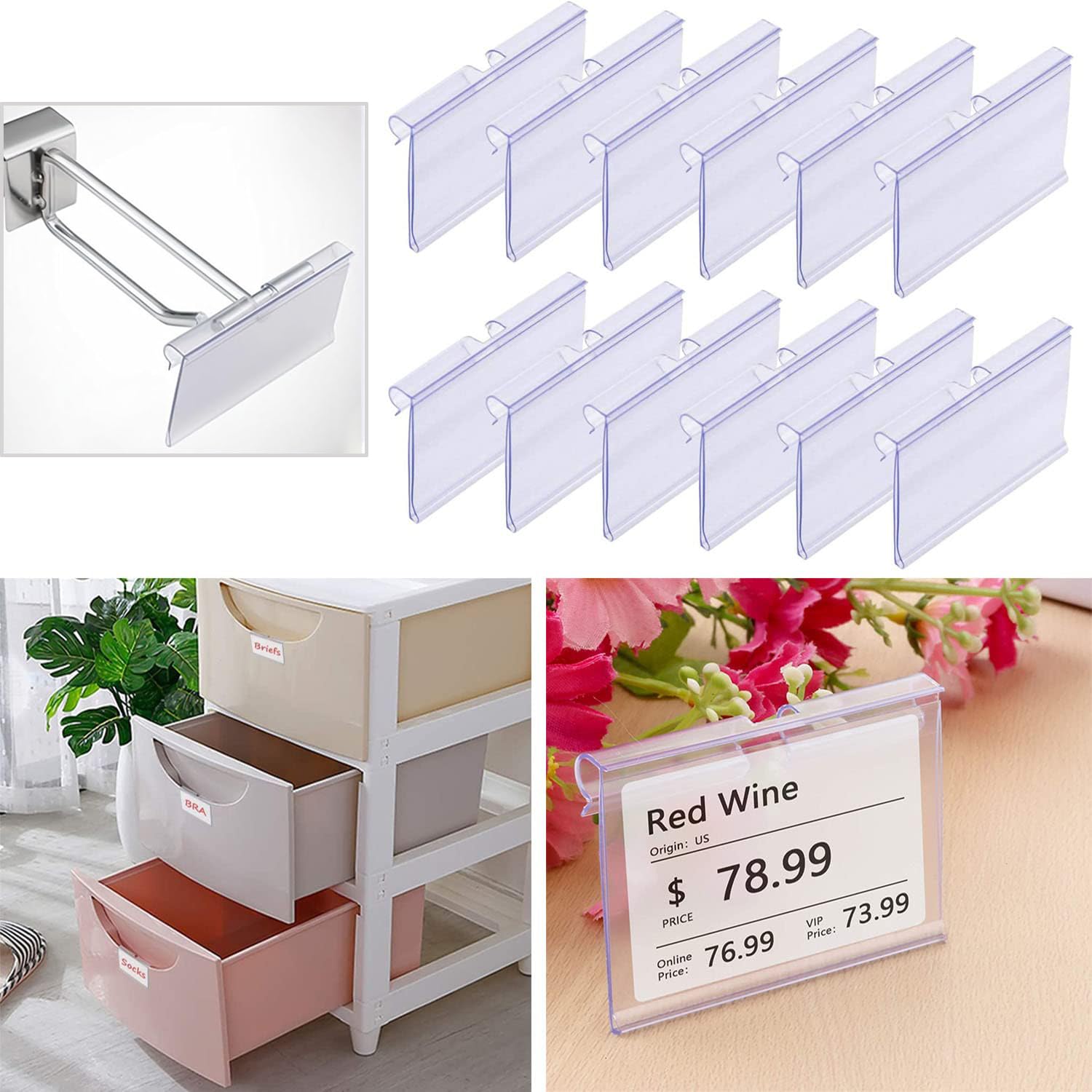 Porte-Étiquettes Plastique Transparent - Lot De 100 Pour Étiquetage Étagères - 6x4.2cm
