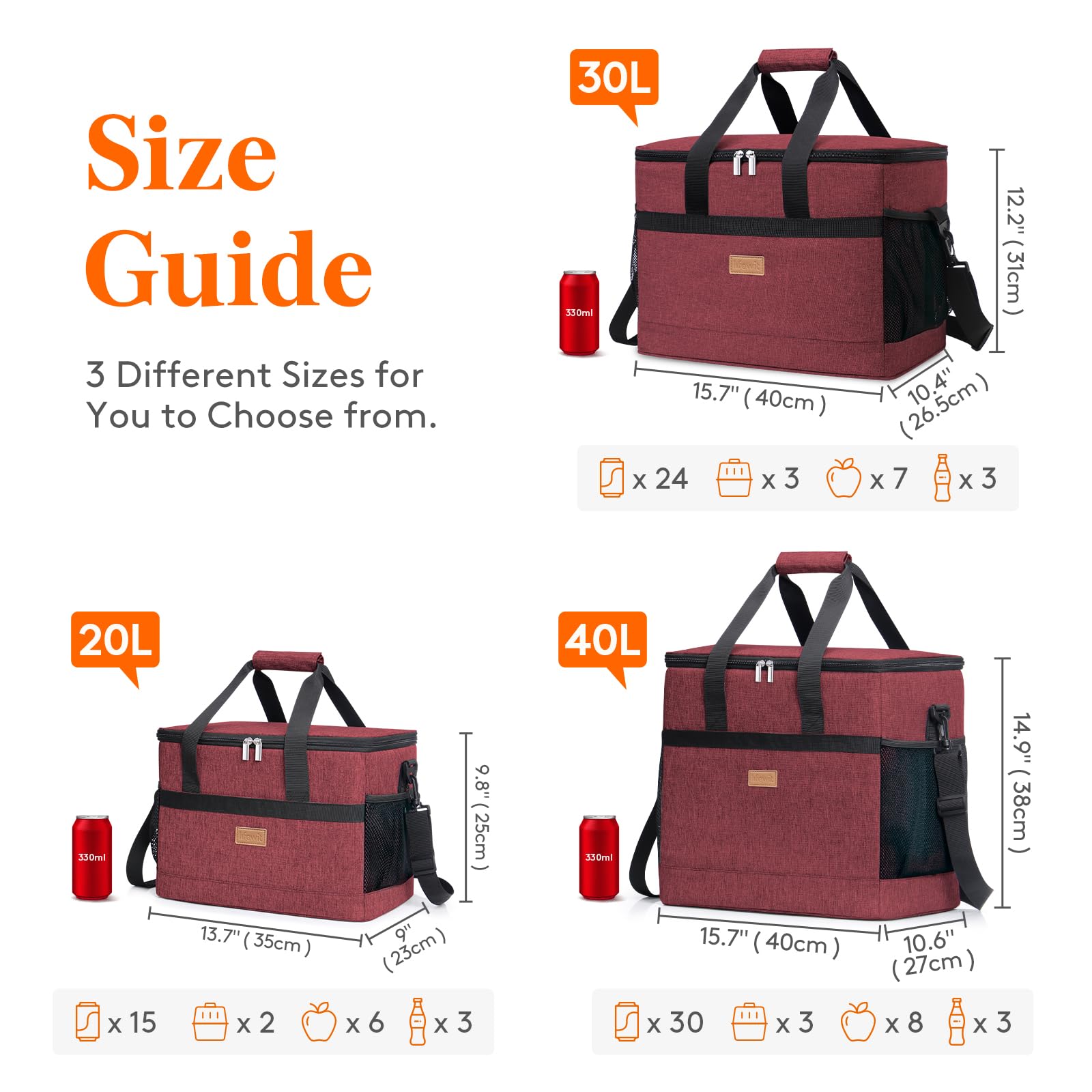 Lifewit Cooler Bag 60 Cans Collapsible and Insulated Large Lunch Bag Leakproof Soft Cooler Portable for Camping/BBQ/Family Outdoor Activities - Image 2