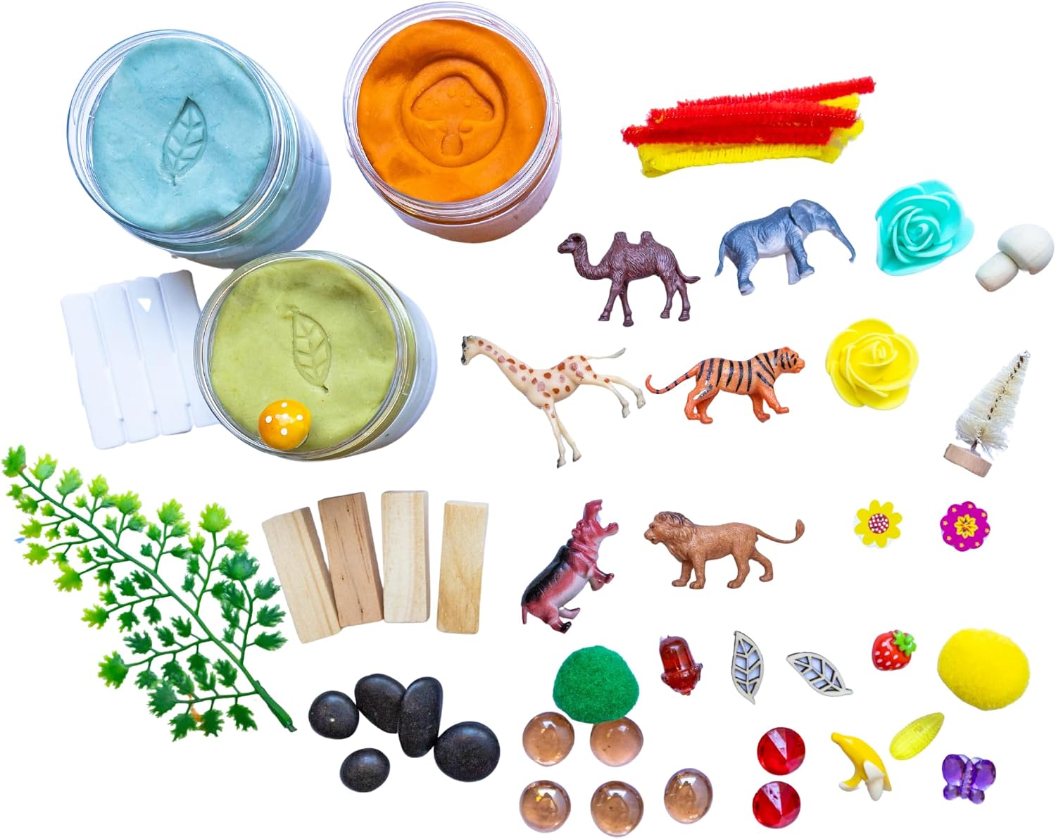 Play Dough Kit, Playdough Sensory Kit, Non-Toxic,S ensory Motor Aids Gift for Kids & Toddlers, Sensory Play Set, Fine Motor Activity (Safari/Zoo Play Dough Kit)