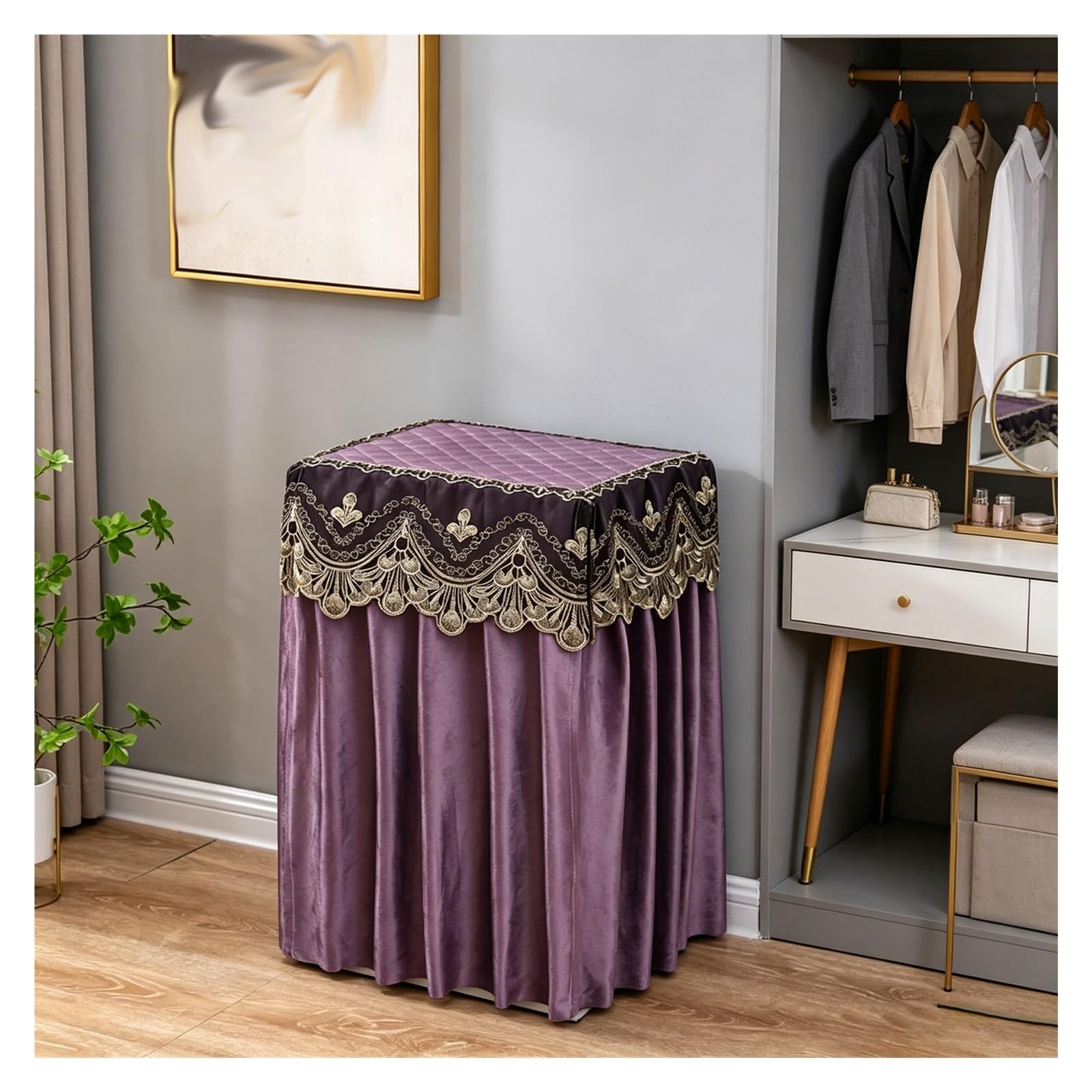 Chzdpp Purple Custom Safe Cover For Appliances/Bedside Table, Dust & Water Proof Safe Covers With Reinforced Seam, Washable Wine Refrigerator Cover For Home Use(,50X40x70cm/20X16x28in)