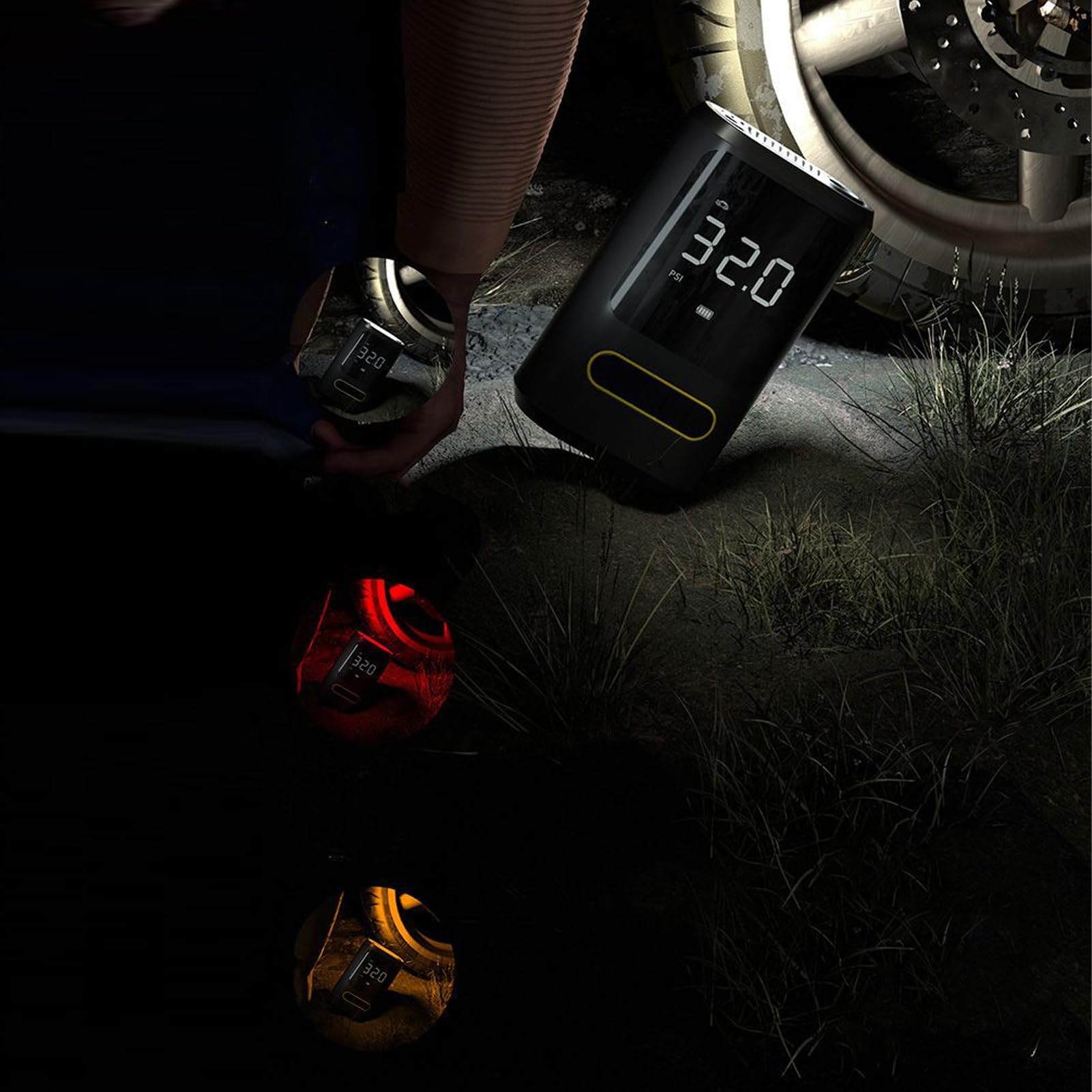 Pompe à Air sans Fil 150 Psi, avec Lampe de Poche LED, Manomètre Numérique, Gonfleur de Pneus Portable pour Voitures, Motos, Ballons de Sport, Matelas Pneumatiques et Bouées,