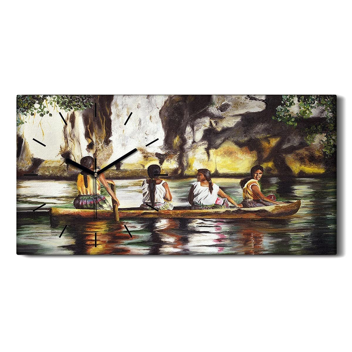 Horloge sur Toile 60x30cm Art de l'eau Peinture Modern Salon