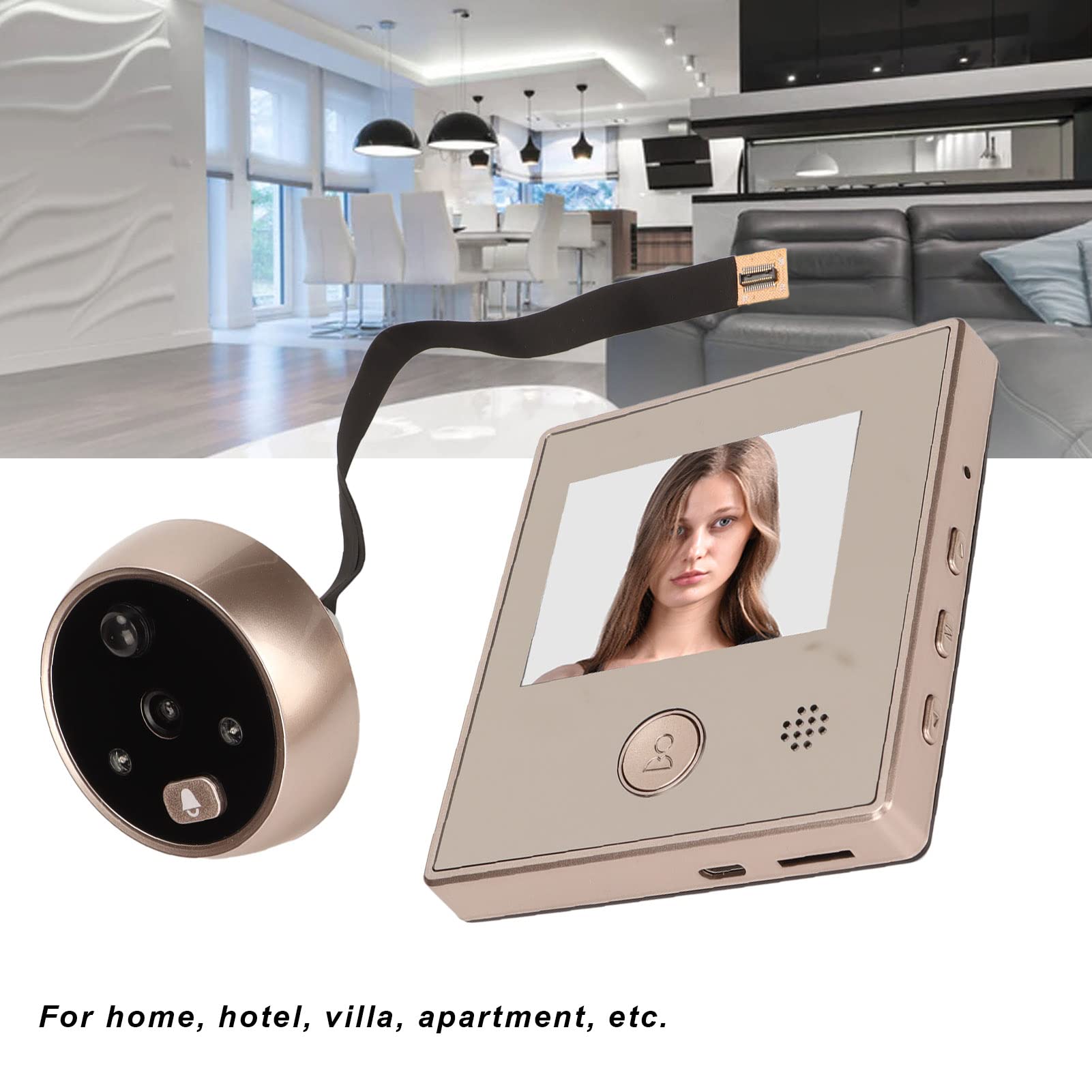 Intelligente Visuelle Türklingel, 2MP Video Türkamera, Digitaler Video Türklingel Türspion mit 3 Zoll HD 720P Bildschirm, PIR Bewegungserkennung, Menschlicher Körpersensor, 180 Tage Laufzeit
