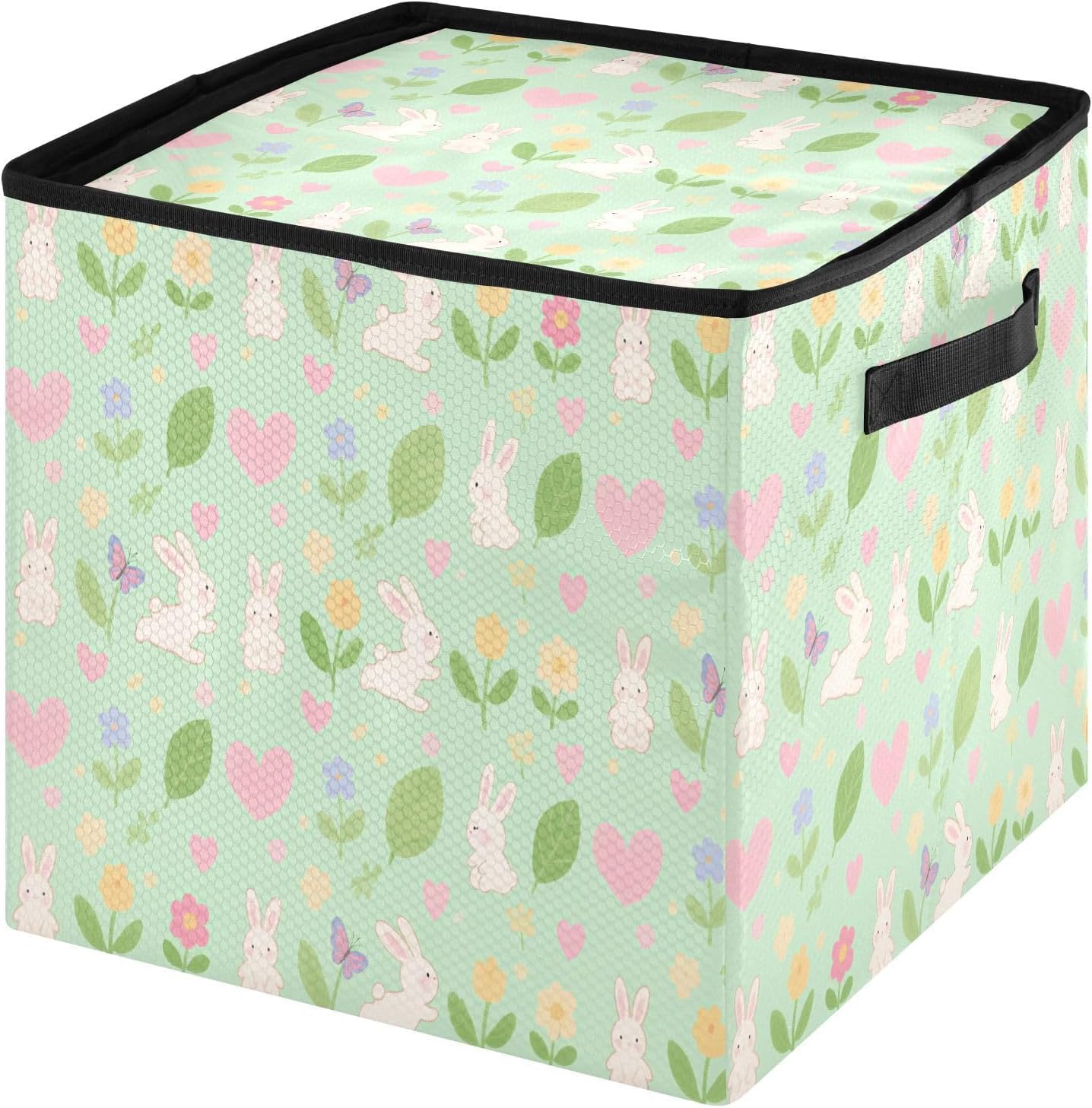 High Capacity Christmas Ornament Storage Box Holds Up to 64, Adjustable Dividers, Zippered Top, Two Handles stackable Holiday Storage Case with Lid,A Cute Cartoon White Rabbit