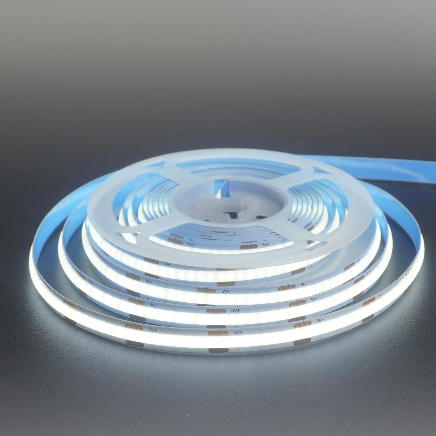 5V 8mm Width USB COB LED Strip Lights with Dimmable Switch,Cool White 6500K,320LEDs/M,8W/M,CRI90,6.56FT/2M,Electroplated Double-Sided Panel Light Strip,Waterproof IP20,for Indoor Decoration