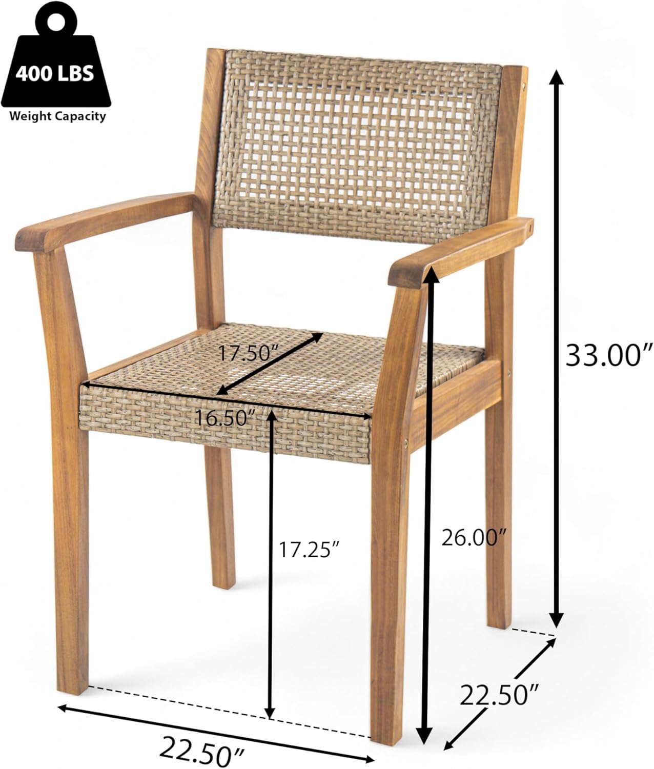 Christopher Knight Home Amaris Acacia Wood Patio Dining Set for 4, Solid Wood Outdoor Dining Table Set for 4, Round Dining Table and Chairs Set of 4, Teak+Light Brown