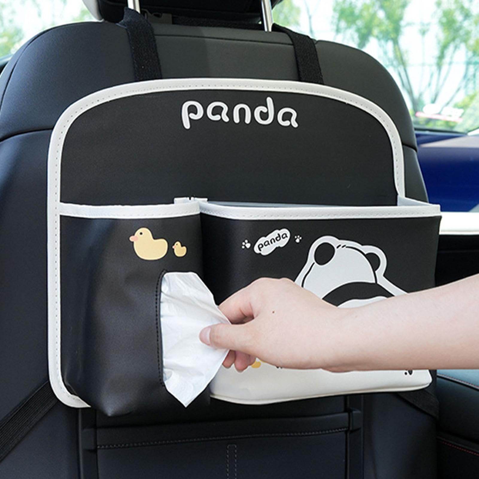 Organizer Auto per Bambini Antimacchia capiente design panda | Paracalci Sedile con Portatablet Viaggio Bambini E Adulti Interni Auto