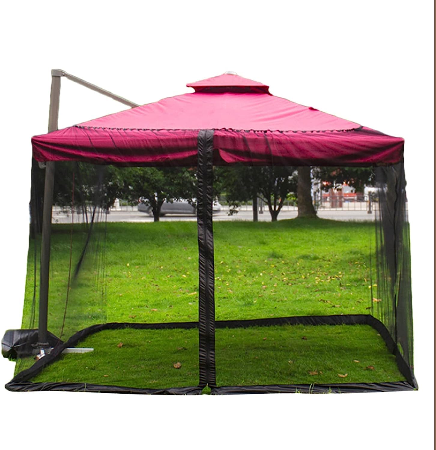 Patio Mosquito Netting, Square Umbrella Mosquito Net, with Adjustable Rope and Double Zipper Door, Mosquito Netting for 10-13ft Patio Cantilever Umbrella and Outdoor Gazebo Canopy,Black,300x