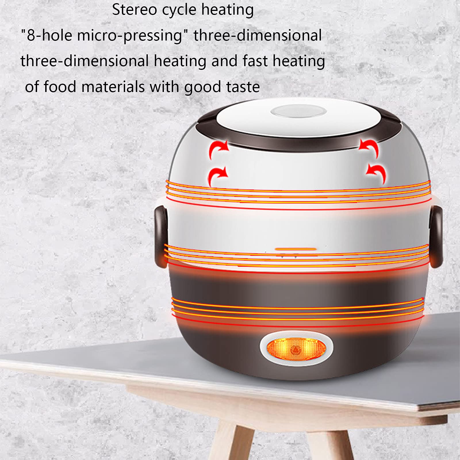 CASOTA Fiambrera Bento Caja Bento Cajas Bento con Compartimentos Hombres Adultos A Prueba de Fugas Eléctrica for Mujeres Termo con Aislamiento Térmico Acero Inoxidable Doble Capa Automático 220V 200W
