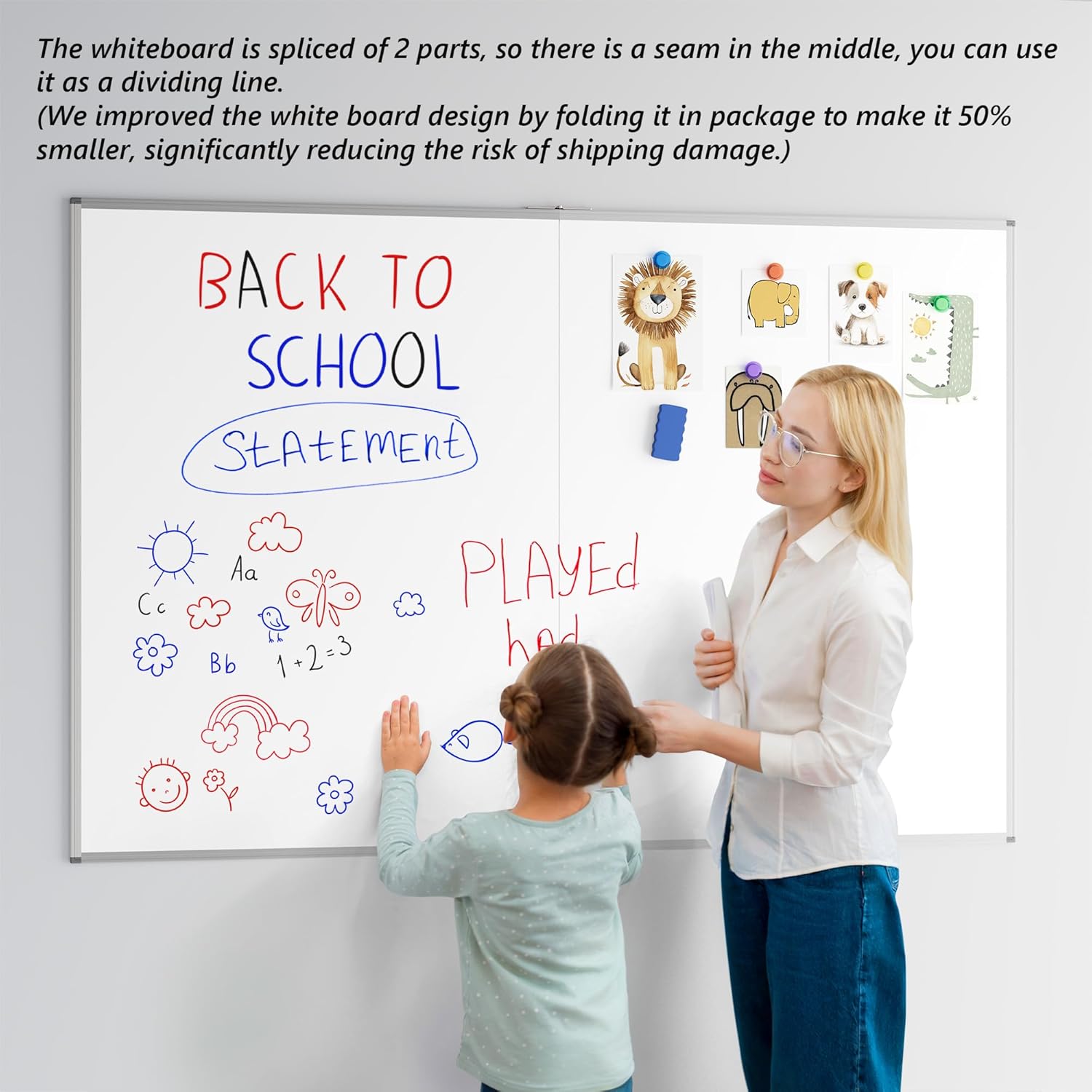 Magnetic White Board Dry Erase Board for Wall, 72" x 48" (6' X 4') Wall-Mounted Large Giant Whiteboard for School, Classroom, Office & Home