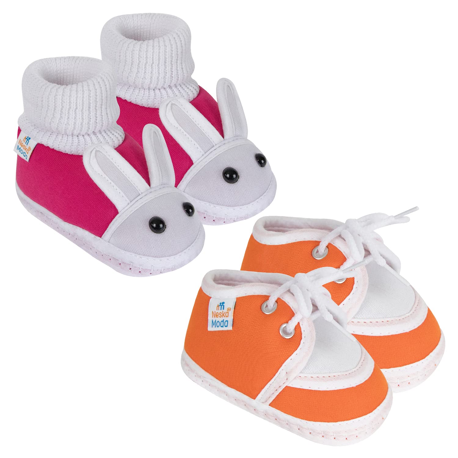 6 To 12 Months Baby Boys & Baby Girls Cotton Lace Shoes/Booties (Orange,Rani) -SK147andSK136-image-26