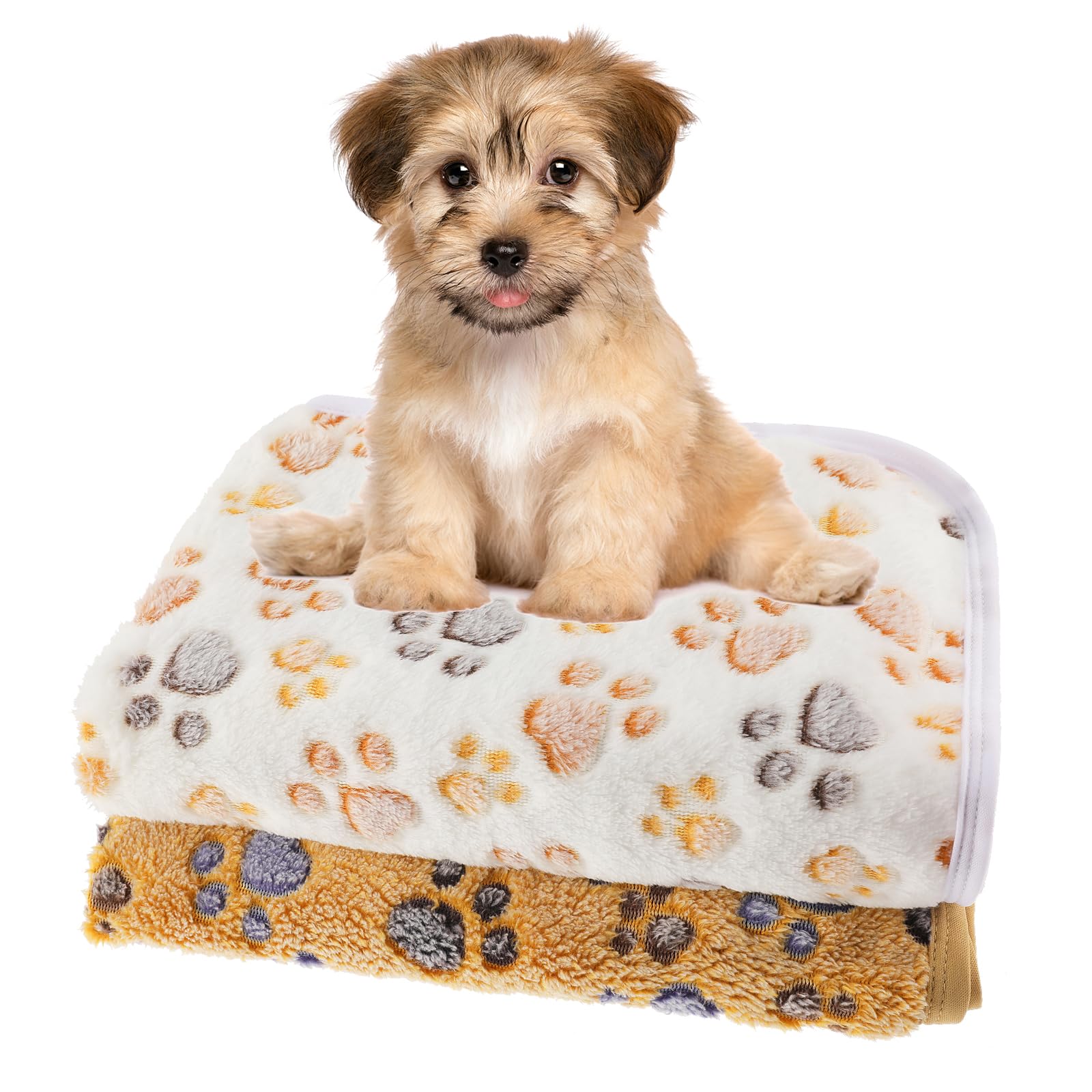 WLLHYF 2 mantas de franela para mascotas, acogedora, cálida, calmante, con estampado de patas, para gatos, perros, cachorros, gatitos (23 x 16 pulgadas)