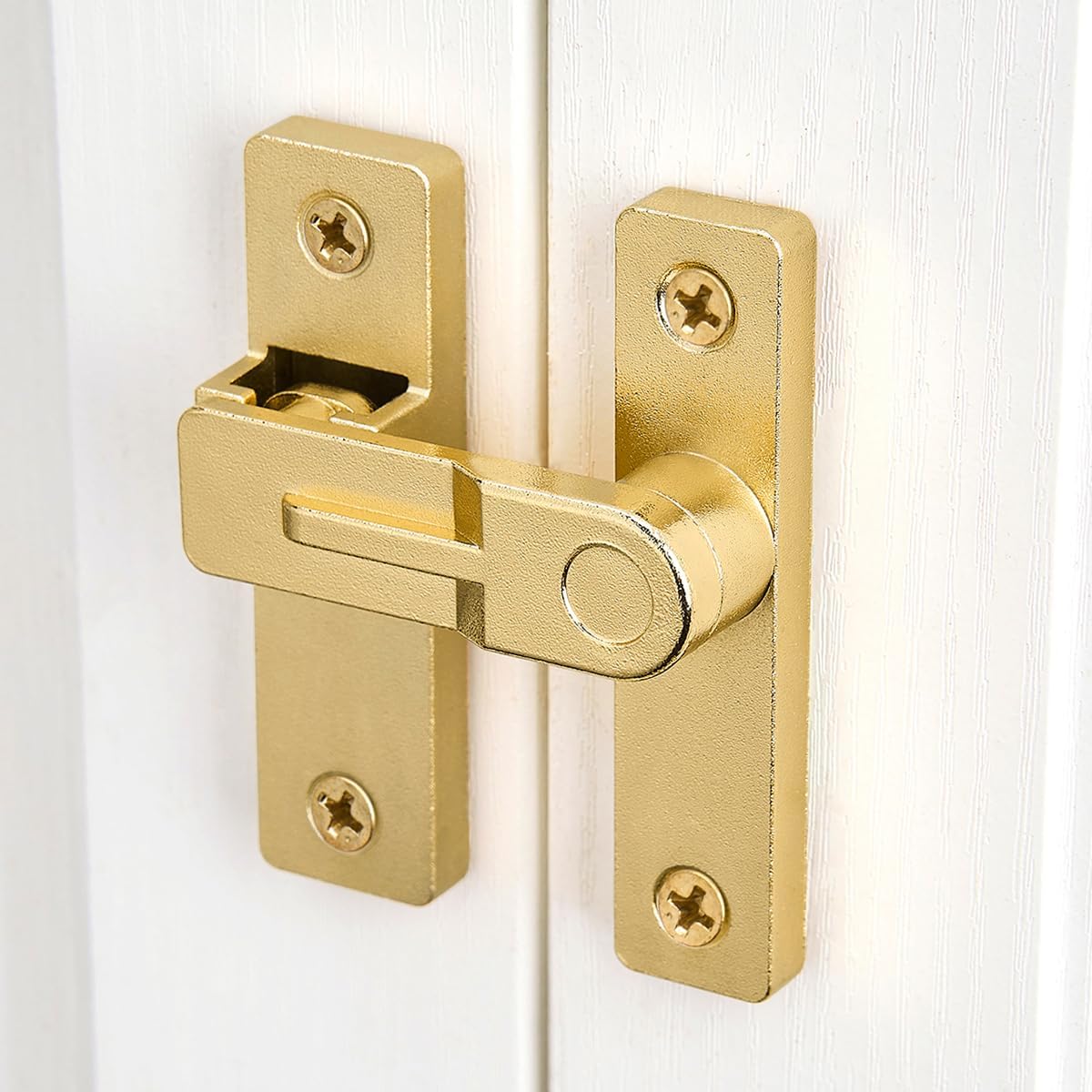 3 Packs Gold Flip Barn Door Lock - 180 Degree Barn Door Lock Privacy Latch - Zinc Alloy Security Latches for Barn Doors, Windows, Garden Gates, Cabinets, and Sliding Doors