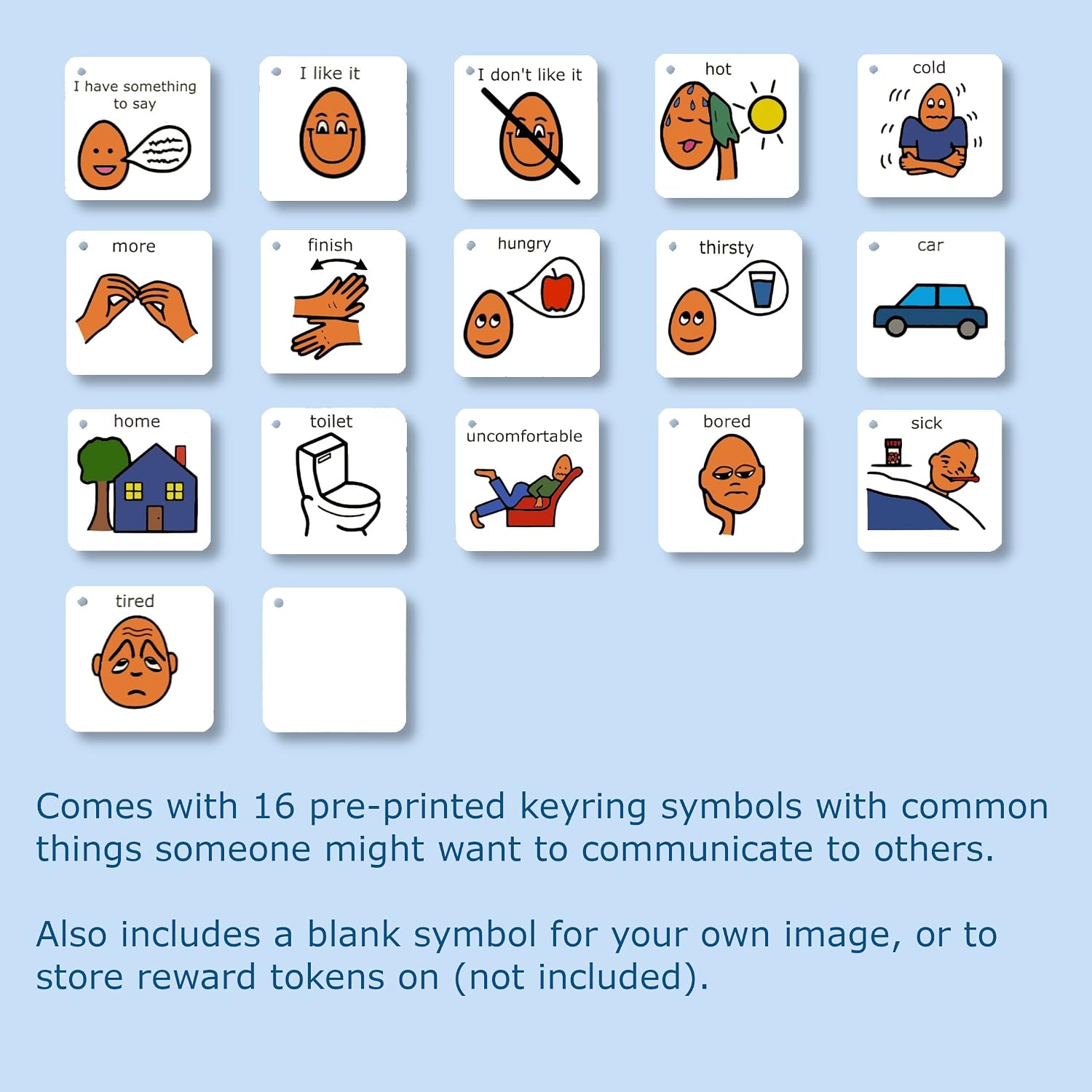 Autism Supplies And Developments Plastic Visual ASD Communication Keyring (Picture Communication Symbols)