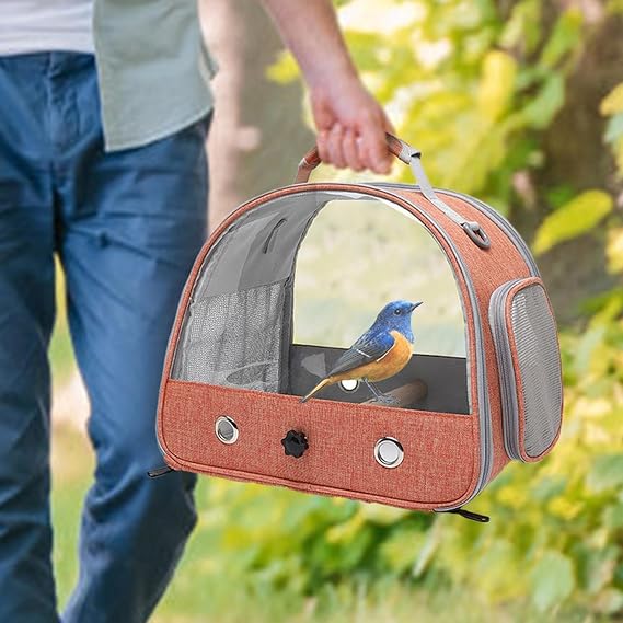 Bird Travel Bag Breathable Foldable Transparent Bird Carrier | Bird for Small Pets Birds Parrots Hamsters Outdoor Hiking Camping