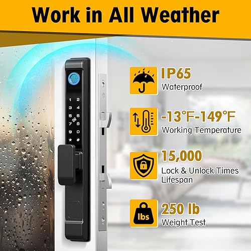 Miniatura 8 de Eseesmart - Cerradura de puerta corrediza de cristal, cerradura inteligente para puerta corredera con código de huellas dactilares, teclado con