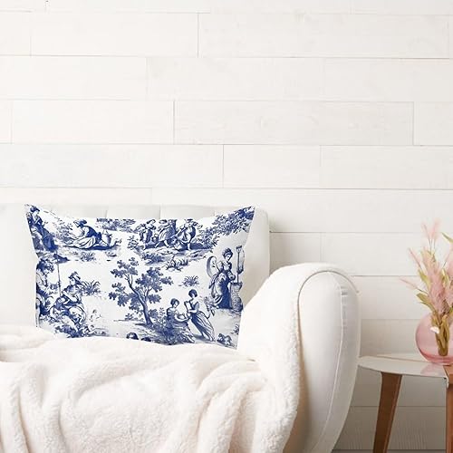 Vista 455 de ArogGeld Chinoiserie - Fundas de almohada escénicas asiáticas, estilo asiático, funda de almohada azul y verde Kelly, funda de cojín para decoración