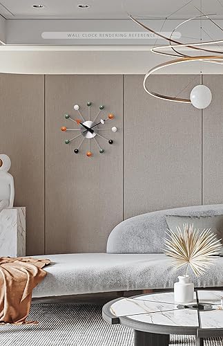 Miniatura 6 de NUOVO Reloj de pared de bola de 13 pulgadas, multicolor, reloj creativo de mediados de siglo, reloj silencioso, reloj de cuarzo, reloj de
