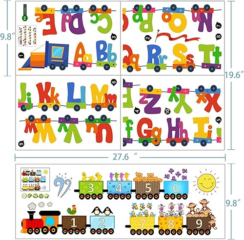 Miniatura 5 de Calcomanías de pared para alfabeto y números animales coloridos alfabeto calcomanía de pared de aprendizaje temprano aula dormitorio cuarto de bebé