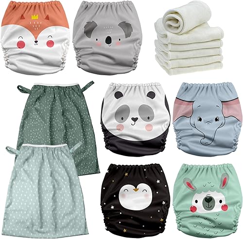 Mama Koala Pañales de tela para bebé 3.0 con paquete de 6 insertos, con 2 unidades de forro reutilizable para cubos