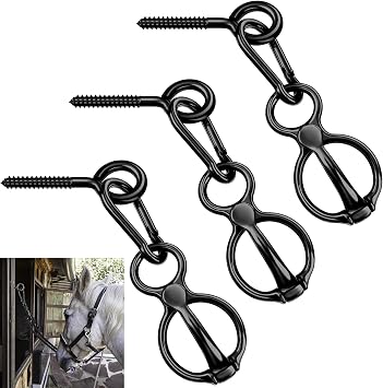 Nuenen Horse Tie Ring Stainless Steel Horse Tack and Supplies Safety Accessories with Eye Bolts and Snaps Saddle Training Equipment for Pulling