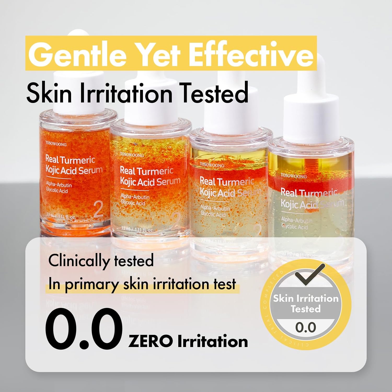 TOSOWOONG Real Turmeric Kojic Acid Serum - Brightening serum 7,000ppm Kojic Acid, 1,500ppm Turmeric, Alpha Arbutin, Astaxanthin, Glycolic Acid, Dark Spots, Freckle, Korean Skin Care, 33ml/1.11 fl.oz. - Image 5