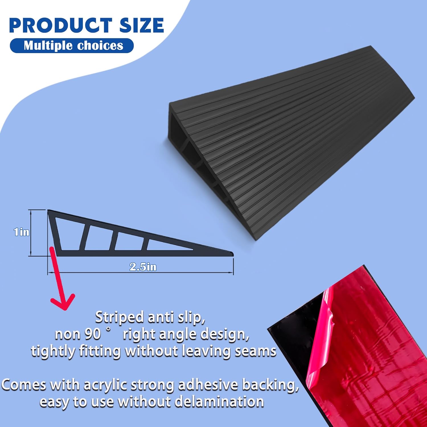1" Rise Door Threshold Ramps 36'' L Transition Strip Wheelchairs Ramps for Doorways, Edge Threshold Reducer Transition Strips for Home Steps (Black, 1'' Rise, 36 in L)