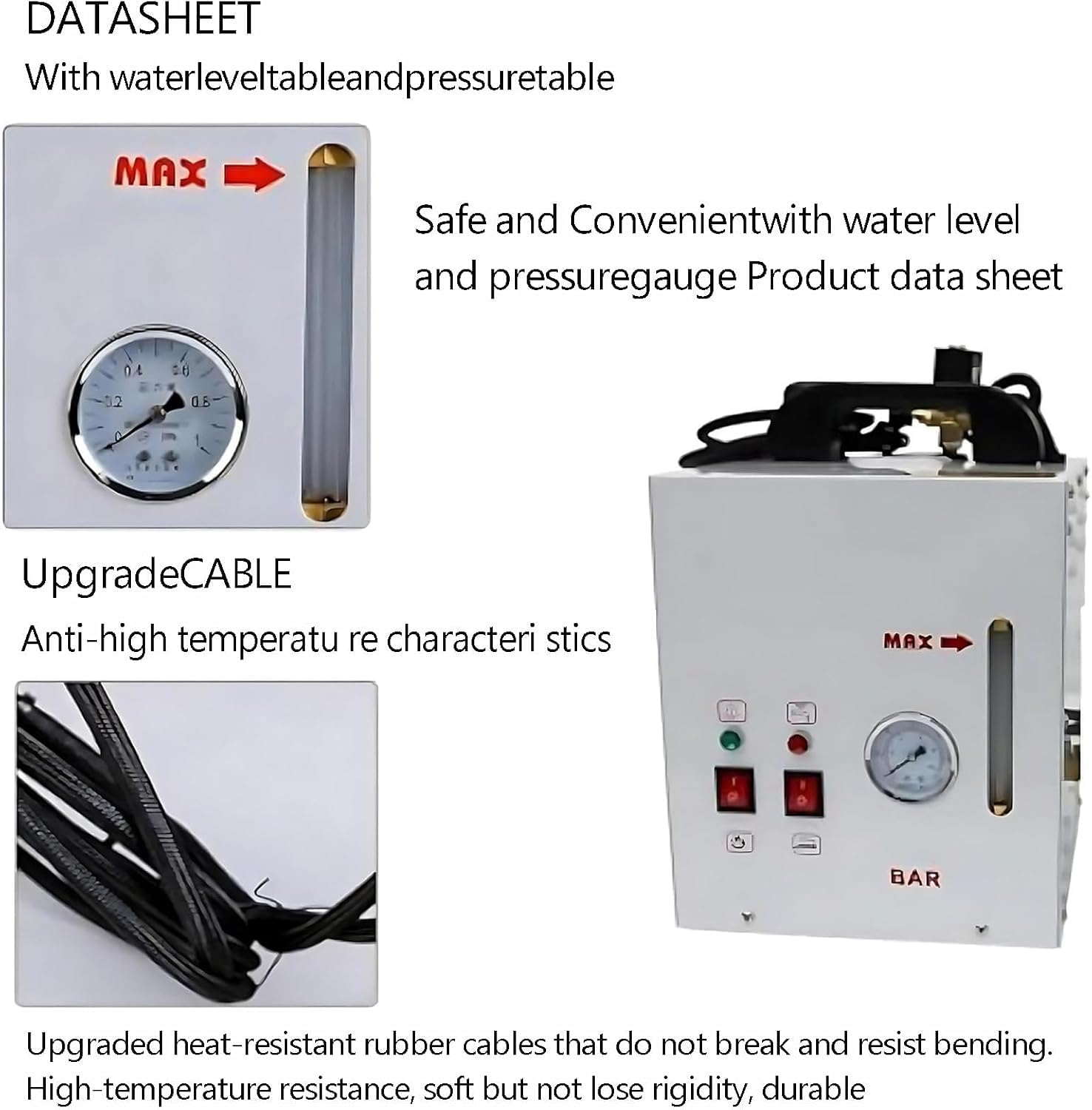 Przemysłowa stacja do prasowania parowego - elektryczne żelazko parowe o mocy 1600 W z bojlerem o mocy 900 W, parownica do ubrań o pojemności 4 l - idealna do prania i czyszczenia chemicznego